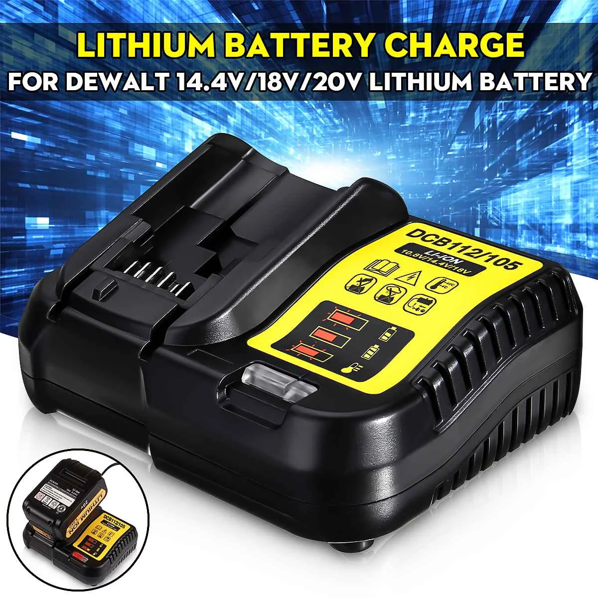 DCB112/105 Li-Ion 14,8/18 V умное зарядное устройство, автомобильное зарядное устройство, банк, Lcd цифровой дисплей, батарея ewalt с usbзарядкой