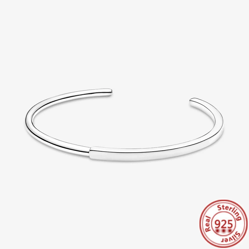 Hot Sale Classic Real 925 Sterling Silver Bracelet Rose Gold Signature I-D Bangle Fit Women Brand Bead Charm DIY Fashion Jewelry jewellery design