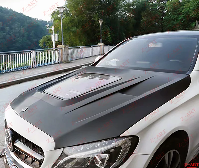Z-ART прозрачный карбоновый капот двигателя для Benz W205 карбоновый капот двигателя для C класса- крышка двигателя