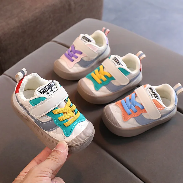Knitted Toddler Shoes Solid Color With Cartoon Animal Pattern Baby Girl Soft Sole Flat Sneakers Child Boy First Walk Shoe Casual