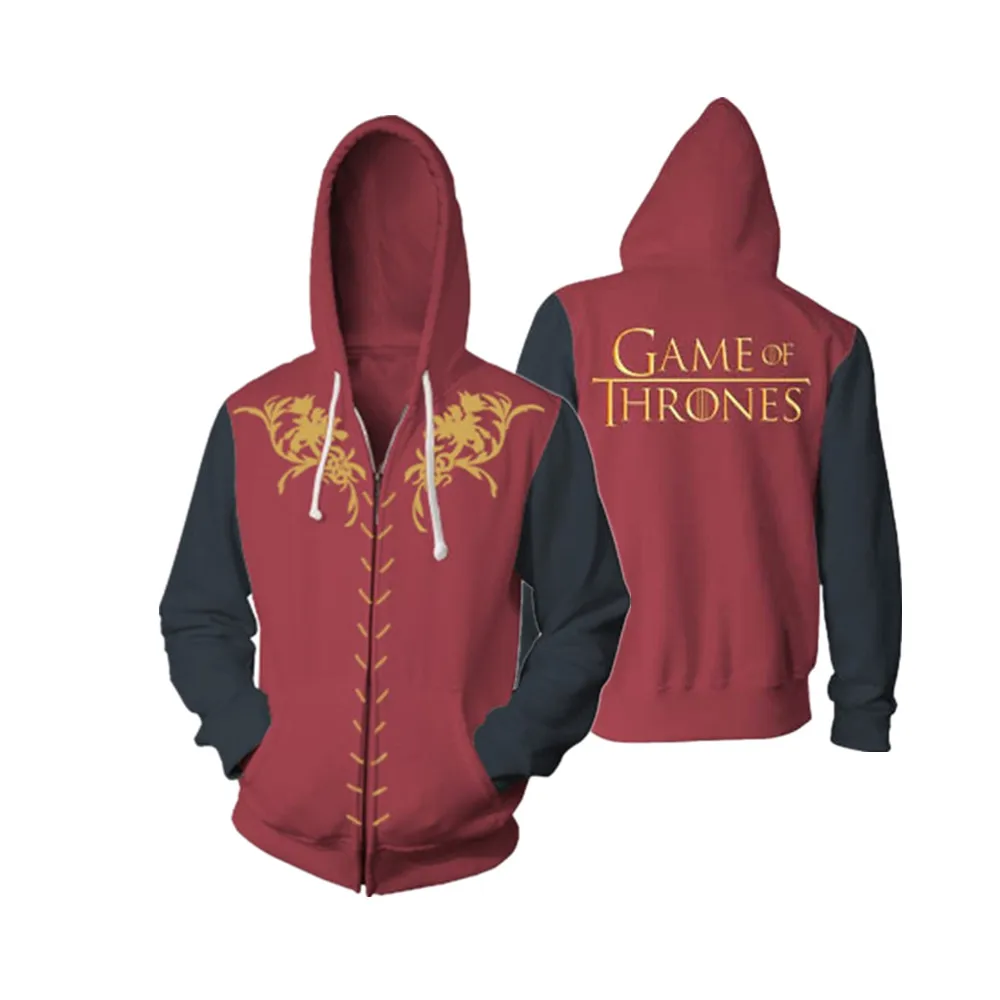 Game of Thrones Zipper Dragon Wolf Cool Printing Zipper Hoodies Cosplay Costumes Hoodie Man Tracksuit Casual Sportswear - Цвет: Zipper Hoodie
