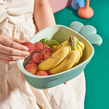 

Creative Multi-functional li shui lan Double Layer Household Kitchen Fruit and Vegetable Washing Basin Circle Fruit Basket Plast