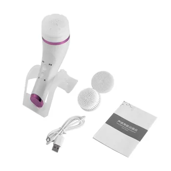 

3-in-1 USB Electric Sonic Brightening Cleansing Brush Waterproof Skin Exfoliating Cleansing System for Deep Cleaning