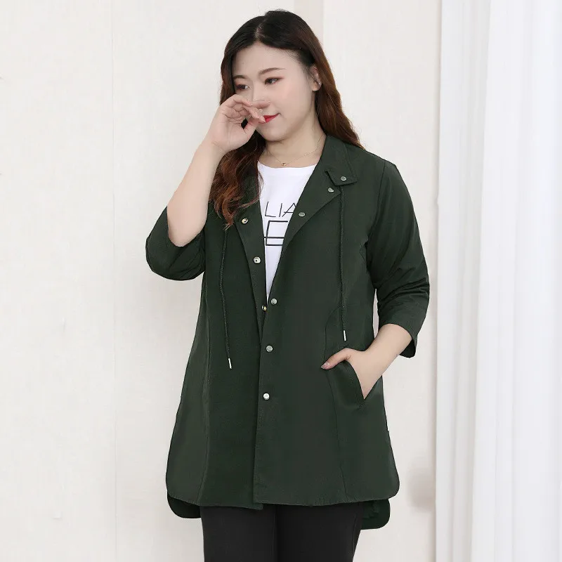 

4XL To 10XL Extra Oversized Jackets Women Tops Three Quarter Sleeve Asymmetrical Pockets Spring Autumn Casual Coats T37141