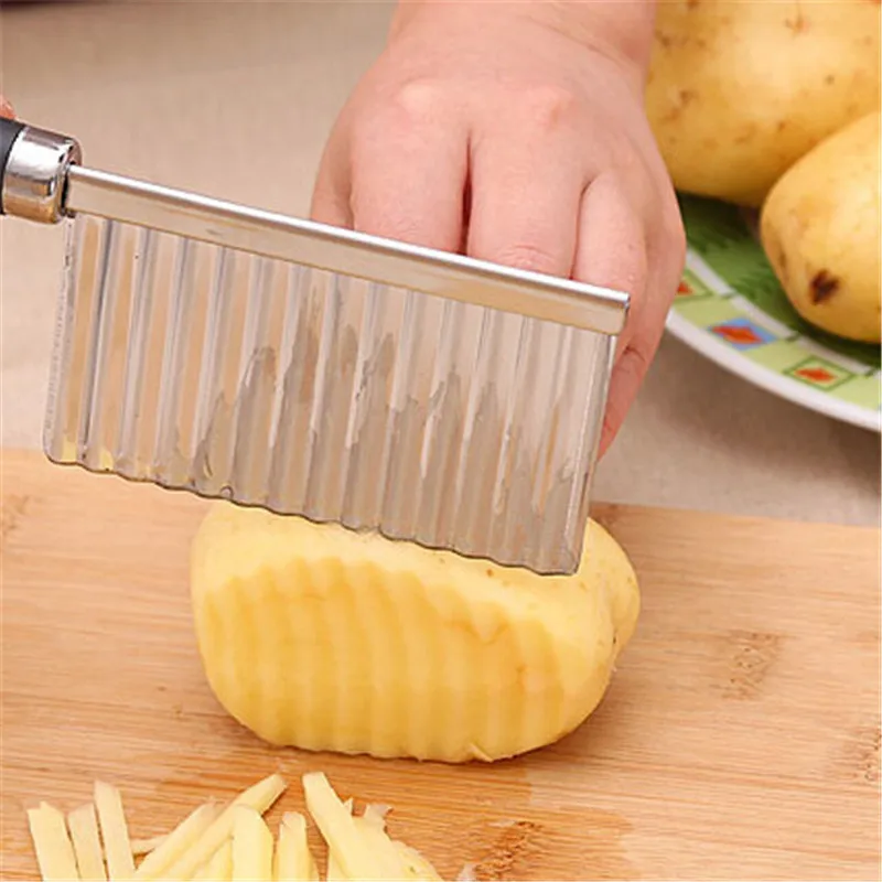 

Stainless Steel Potato Chip Slicer Dough Vegetable Fruit Crinkle Wavy Slicer Knife Potato Cutter Chopper French Fry Maker