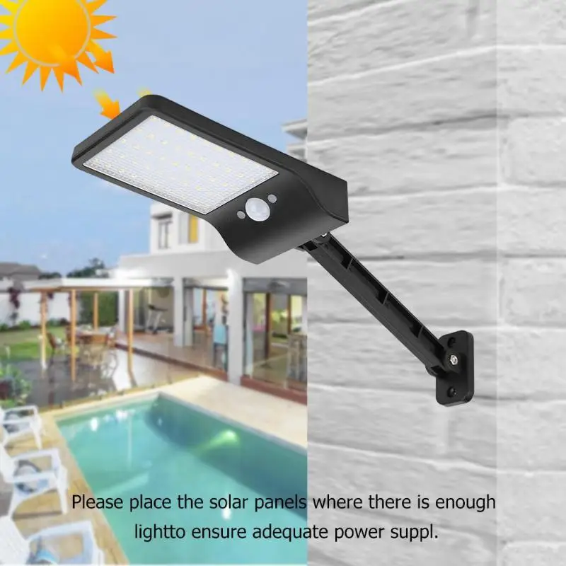 

Newest 1000LM 50LED Motion Solar Light PIR Sensor Lamp Outdoor remote control rotate bracket solar street light