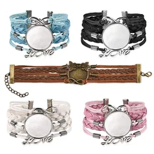 5 шт. кожаный браслет с натуральными камнями браслет для женщин установка Пустой Базы подходит 25 мм стекло Кабошон ободок лоток DIY ювелирных изделий