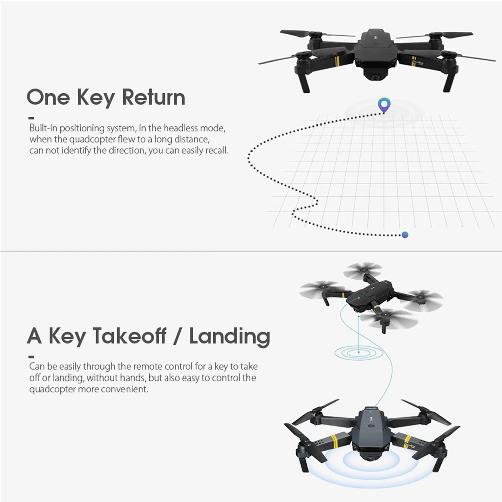 E58 Квадрокоптер Карманный Дрон камера Wi-Fi FPV RTF широкий угол высокий режим удержания складная рука RC Квадрокоптер приложение управление вертолет игрушка