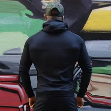 Muscle Brother Мужская Фитнес Повседневная Спортивная толстовка с длинным рукавом осень и зима стиль с капюшоном на молнии кардиган пальто для мужчин