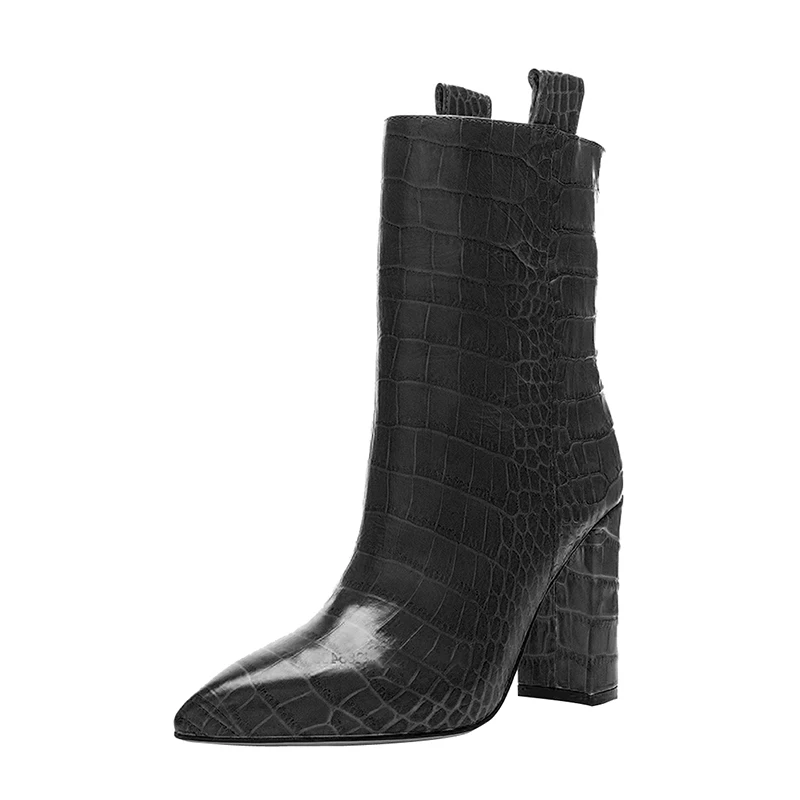 KemeKiss/короткие ботинки женские зимние ботильоны на высоком каблуке, большие размеры 35-48 модная повседневная женская обувь с острым носком, украшенная камнями