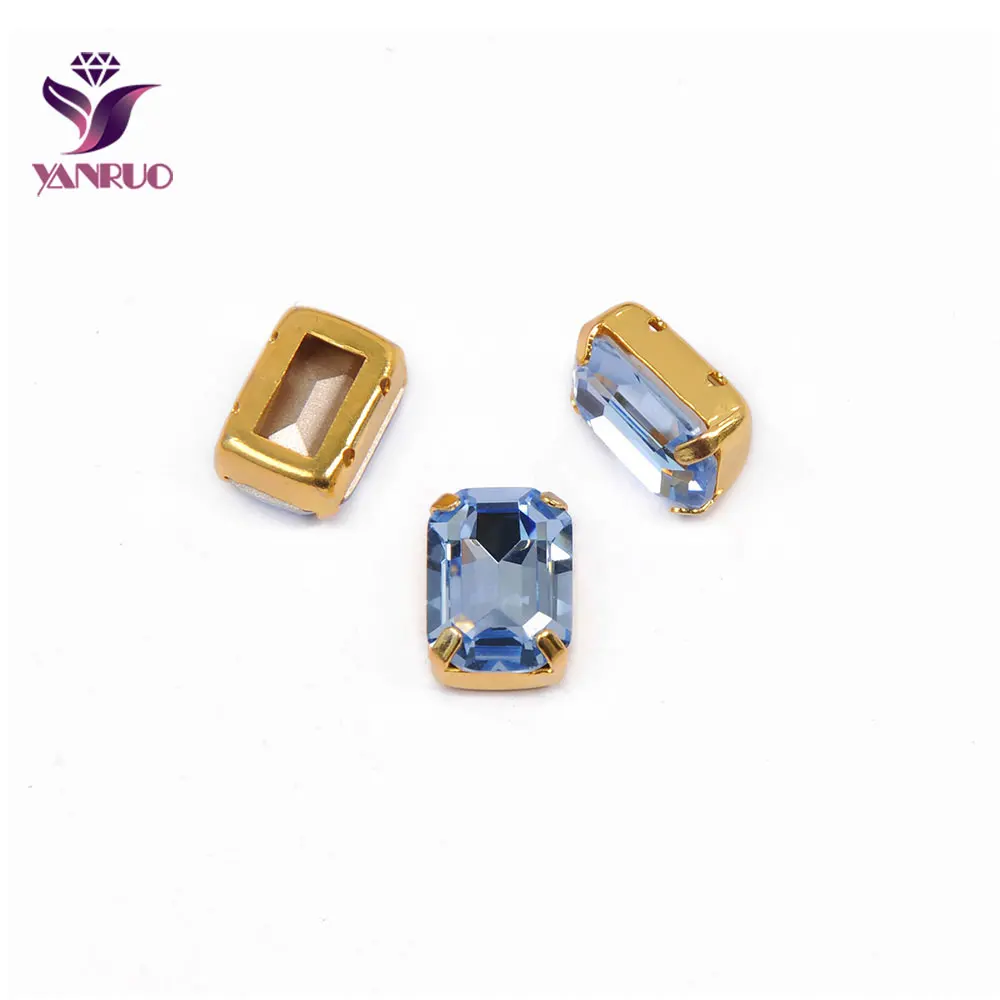 YANRUO 4610 Восьмиугольные Швейные Стразы Хрустальные стеклянные камни заостренные сзади пришитые стразы аппликации для платьев - Цвет: Light Sapphire