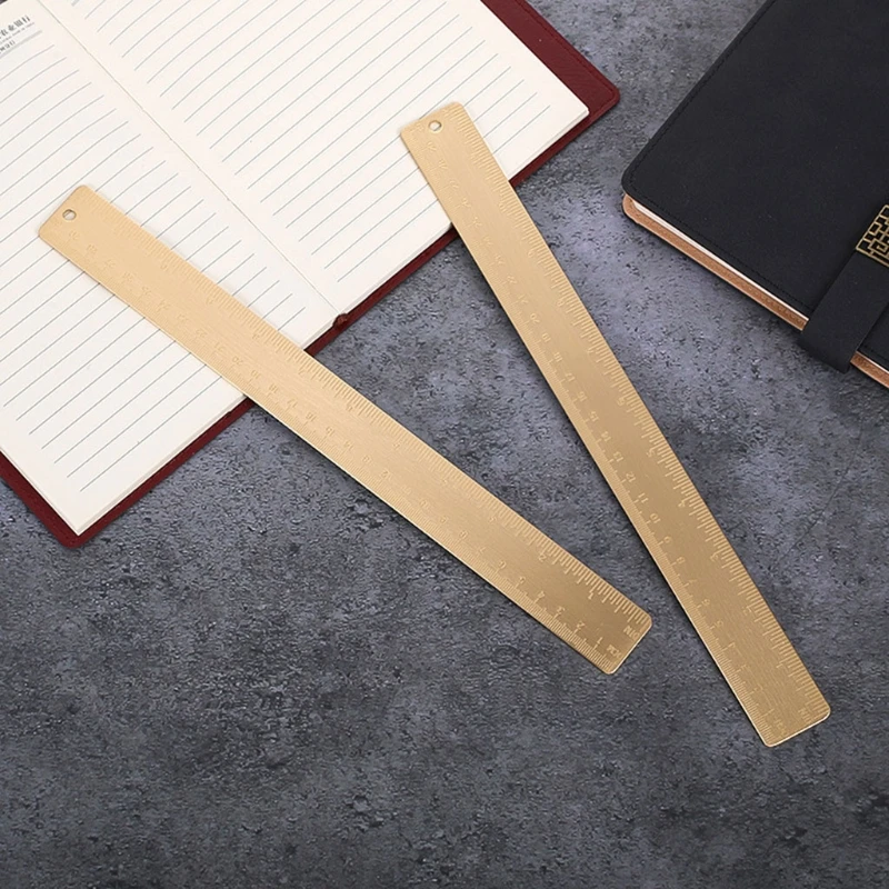 30cm Length Retro Brass Ruler Dual Scales Office Stationery for School Labs Engineering Workers