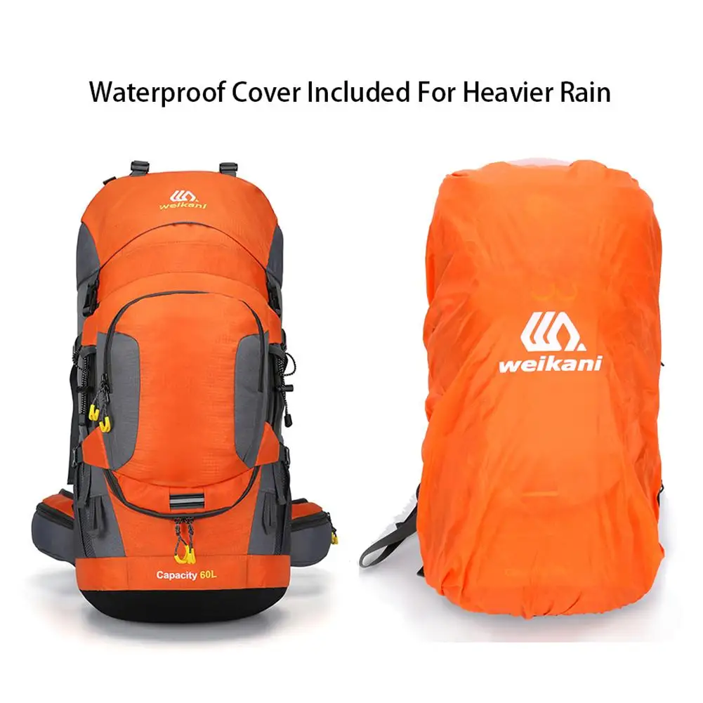 60L водонепроницаемый мужской рюкзак унисекс, дорожная сумка, спортивная сумка, походный рюкзак для альпинизма, кемпинга с дождевиком