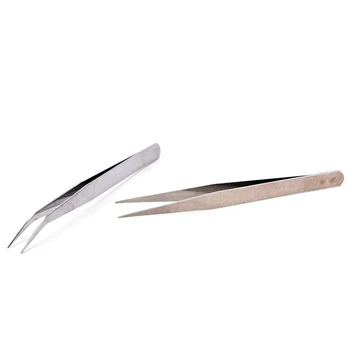 

9cm stainless steel tweezers Multipurpose Straight Elbow Tweezer set Patchwork Hook Pick-up Makeup Tools Eyebrow Tweezers