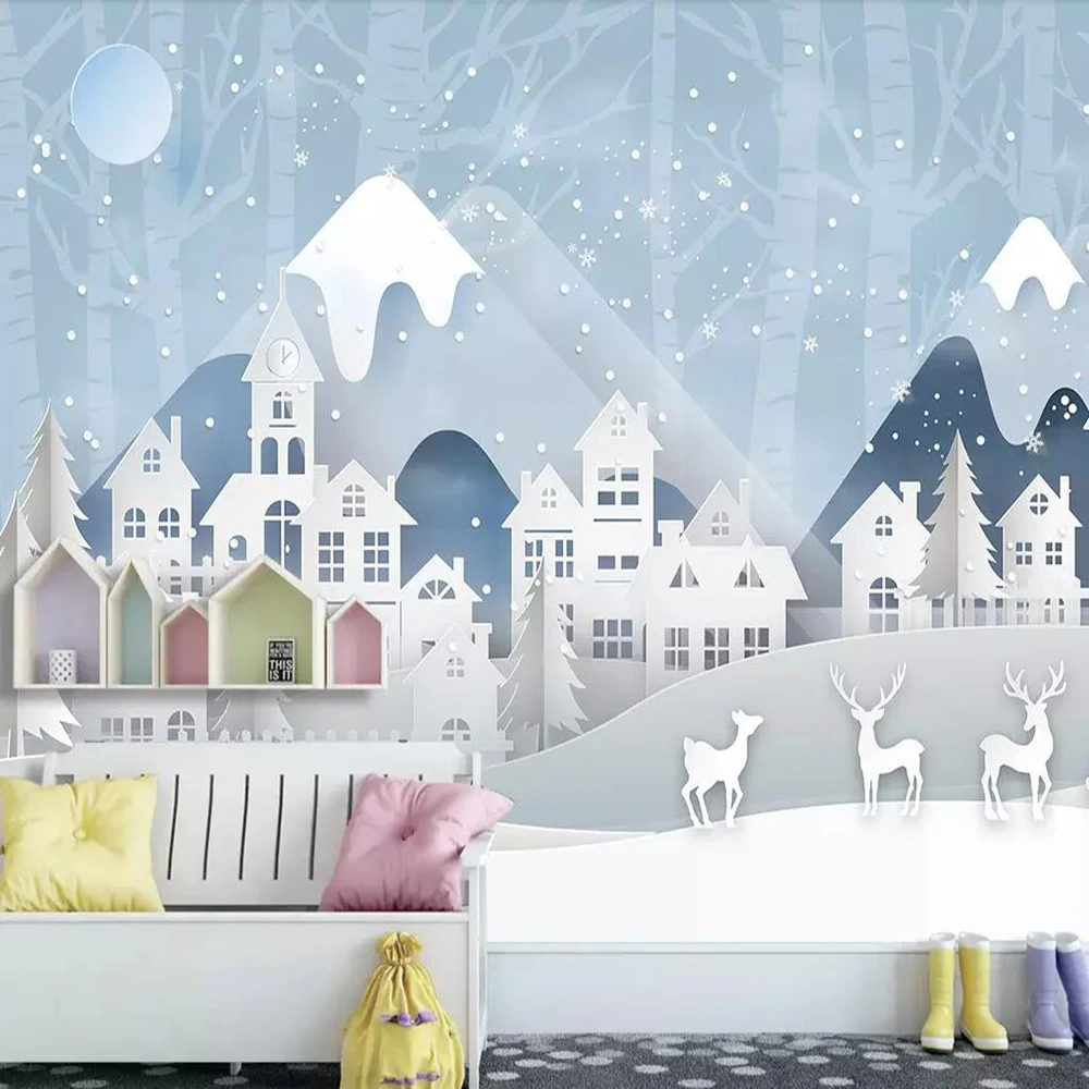 

Drop Shipping Custom 3D Wallpaper Mural Small Fresh Elk Forest Minimalist Children's Room Background Wall Decoration Wallpaper