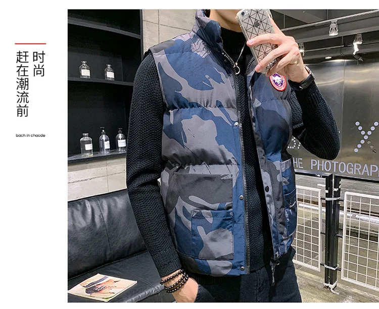 Waistcoat Men's Autumn& Winter Multi-color Vest Youth Korean-style Thick Casual MEN'S Outerwear Handsome Large Size Waistcoat F