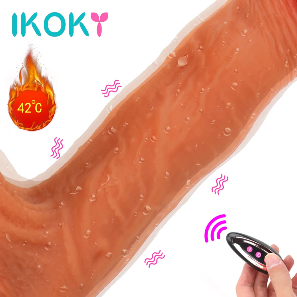 Реалистичный фаллоимитатор IKOKY вибратор с подогревом на 42 ° гибкий большой пенис