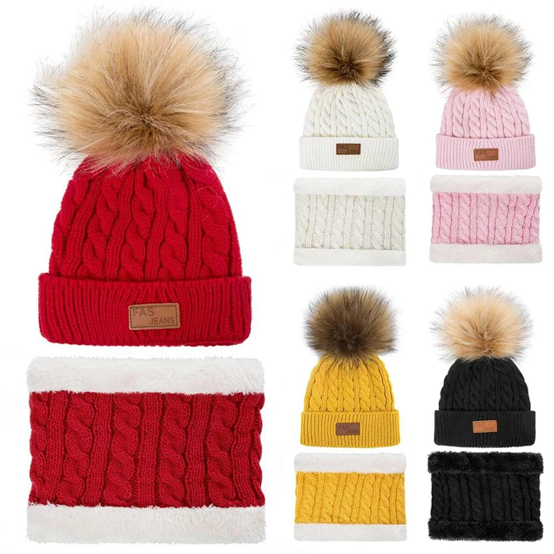 Зимняя детская шапка и шарф снуд для девочек мальчиков вязаный комплект из шапки