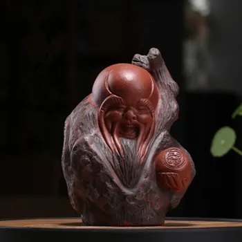 

New Purple Clay FuShou Tea Pet Handmade Lucky Tea Pets Chinese Tea Tray Crafts Decorative High Quality Creative Gift