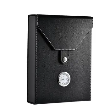 

New High Quality Mini Portable Wooden Cigar Humidor Box Leather ette Container Storage Case Black for 8/10