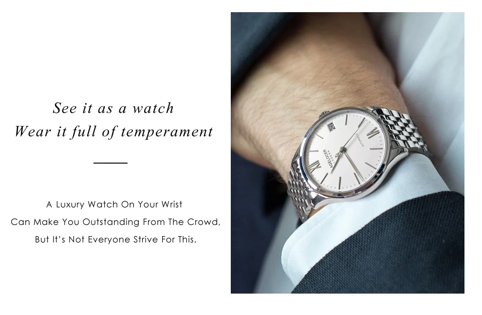 Agelocer Luxury Dress Watch Mechanical Automatic Watch Brands With Date Gold Rose Power Reserve Waterproof Wrist Watch 7073D9