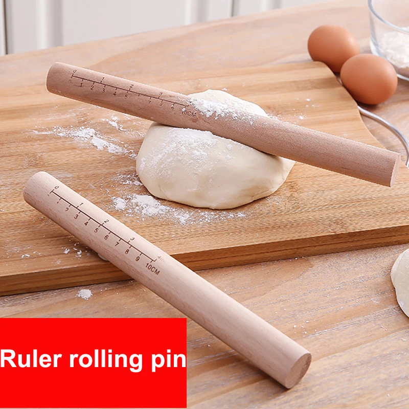 

1PC Solid wood rolling pin cookie cake roller with scale household dumpling wrapper stick small baked dumpling Baking utensils