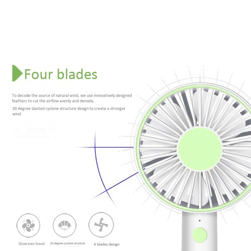 Usb Ручной мини-вентилятор бесшумный перезаряжаемый Настольный портативный 3 режима ветра с зеркалом для макияжа белый вентилятор