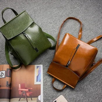 

Women's backpacks 2020 Factory Wholesale Wax Leather Leather Bags New Korean Fashion All-match Leather Single-Shoulder Bag