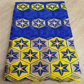 

high quality 5yards white gold African Swiss cotton voile lace fabric with neat embroidery plus chiffon lace! 27L062801