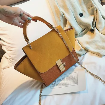 

Handbags Woman Autumn And Winter Large-Capacity Bat Bag Matte Surface Hit Color Wild Chain Shoulder Messenger Bags
