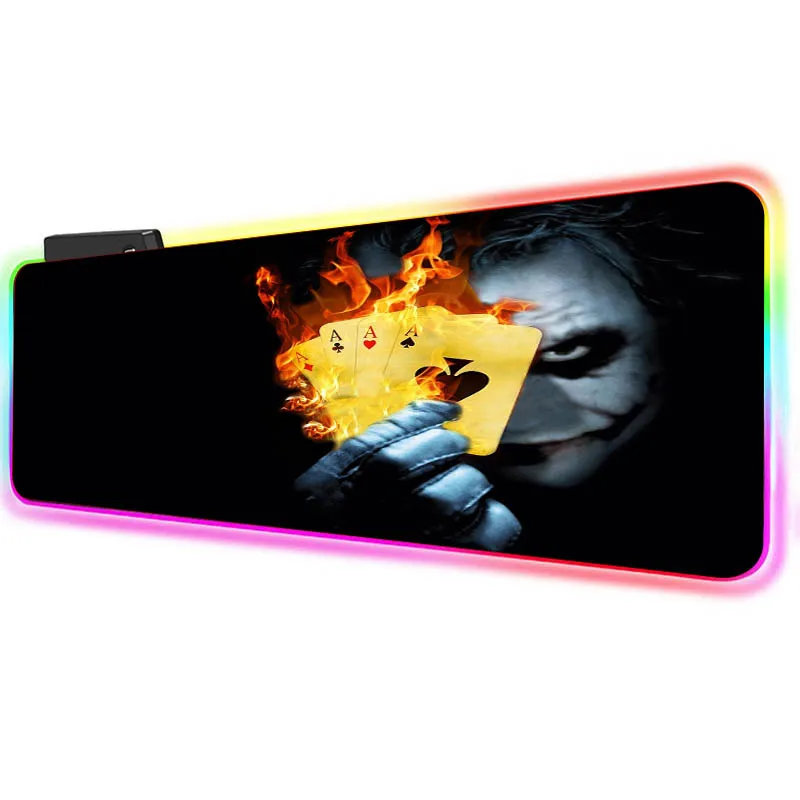 XGZ Joker Large USB Wired RGB Mouse Pad Dimmable LED Lighting Gaming Gamer Mousepad Desktop Keyboard Mice Mat Computer Laptop