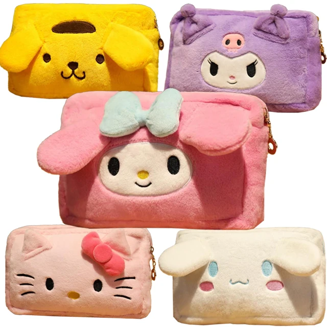 Sanrioed 26Cm Kawaii Cartoon Plush Mymelody Cinnamoroll Kuromi Badbadtz-Maru Travelling Bag Cosmetic Bag Zero Wallet 1