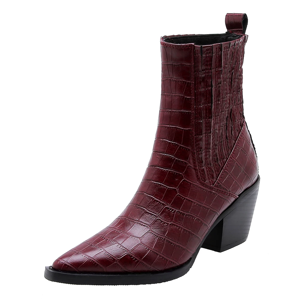 

2019 Brand new Ladies booties Leisure Rome boots Solid Heels Short Boot western Cowboy Ankle Boots for women Female Botas Mujer