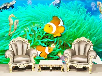 

CJSIR Custom Wallpaper Underwater World Coral Fish TV Background Wall Mural Home Decoration Living Room Bedroom 3d Wallpaper