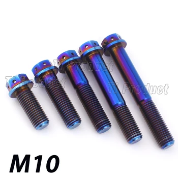 

1Pcs Titanium Bolt Hexagons Flange Head M10 X 20-100mm Motorcycle Brake Caliper Fixing Screw Burned Blue Motor Engine Shell Bolt