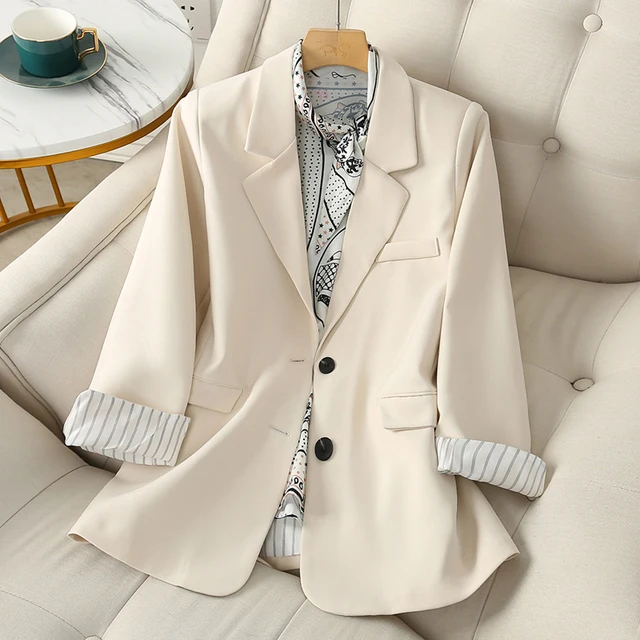 Spring Autumn Splicing Stripe Suit Coat Office Ladies Single Breasted Loose Blazer Jacket blazers women fashion Outwear