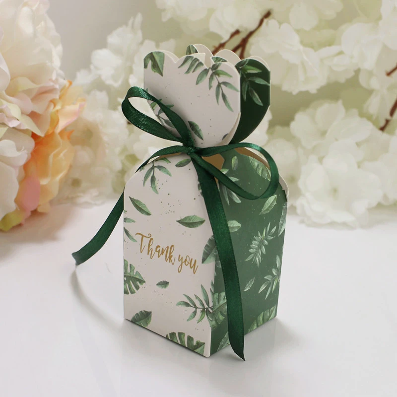 

50pcs Floral Printed Candy Box Wedding Favor Sweet Cake Gift Boxes Decor Engagement Party Bags Decoration