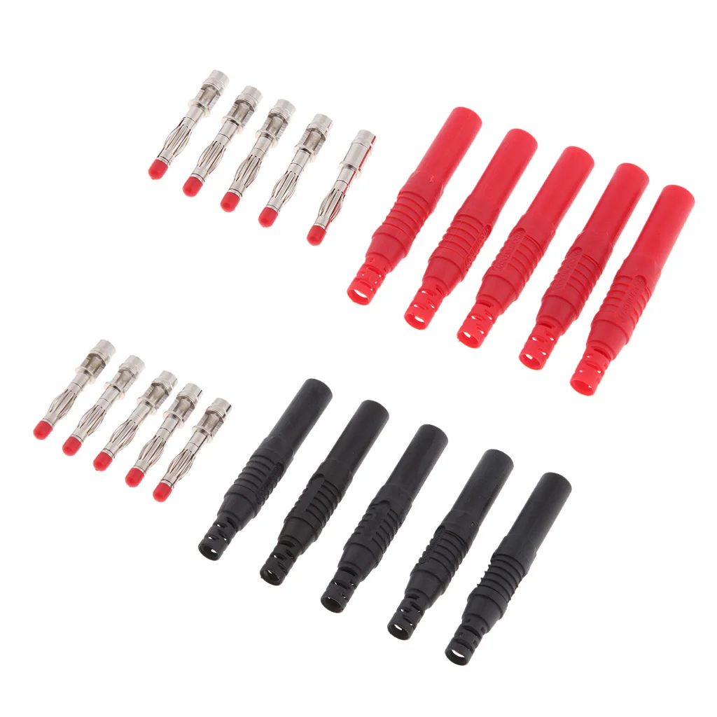 10 Set 4mm Banana Plug Test Probe Connectors With Insulated Shrouded Covers