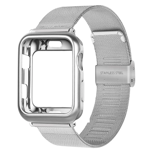 Миланская петля ремешок для Apple watch ремешок чехол 5 4 44 мм 40 мм из нержавеющей стали correa link браслет iwatch 3 2 42 мм 38 мм ремешок для часов - Цвет ремешка: Silver