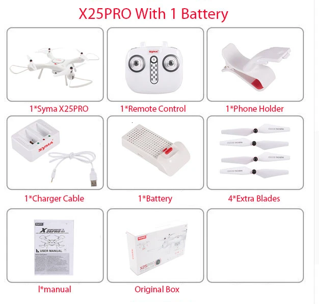 Дрон SYMA X25PRO Wifi FPV Регулируемый 720P Дрон на ру e с Квадрокоптер с камерой RTF gps положение высота Удержание Дрон на ру vs SG900 XS812 - Цвет: syma x25pro 1Battery