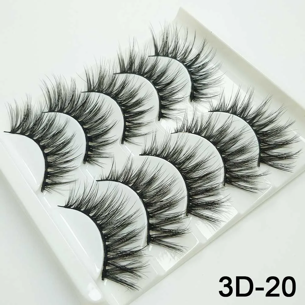 5 пар норковых ресниц натуральные/толстые 3D Искусственные ресницы натуральные накладные ресницы ручной работы инструмент для макияжа накладные ресницы - Цвет: 3D-20