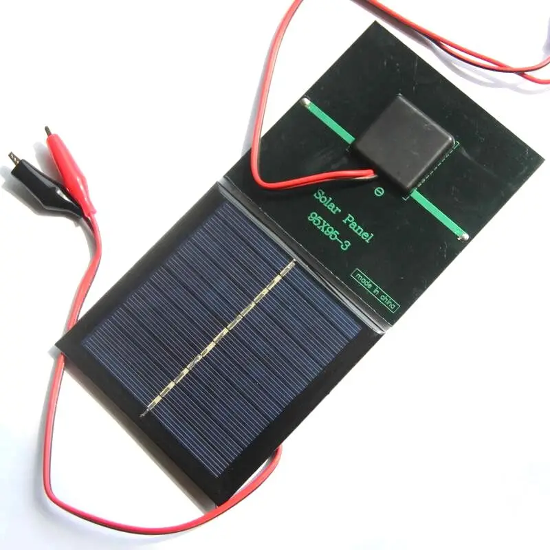 

Hot Sale 1W 5.5V Solar Cell Epoxy Polycrystalline Solar Panel+Clip For Charging 3.7V Battery System Toy LED Light Study 95*95MM