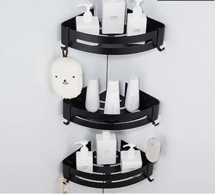 three tier corner Настенный Черный алюминиевый сплав ванная комната мыльница Ванна душевая полка Ванна шампунь держатель Корзина держатель угловая полка - Цвет: three tier corner