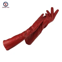 CHING YUN Woman Gloves New 2020 Winter Warm Cashmere Lining Ladies Gloves Long Gloves Elbow Arm Sleeve Genuine Leather