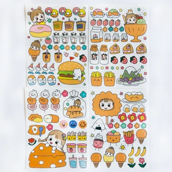 

4 Sheets Hamburger Girls Diary Stickers Paper Decorative Album Notebook Decor