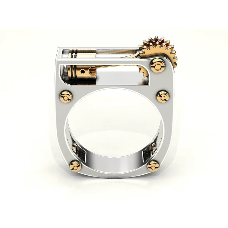 Rongxing старинный механический механизм двухцветные кольца для женщин 925 серебро/золото заполненное кольцо ретро узор модные свадебные ювелирные изделия