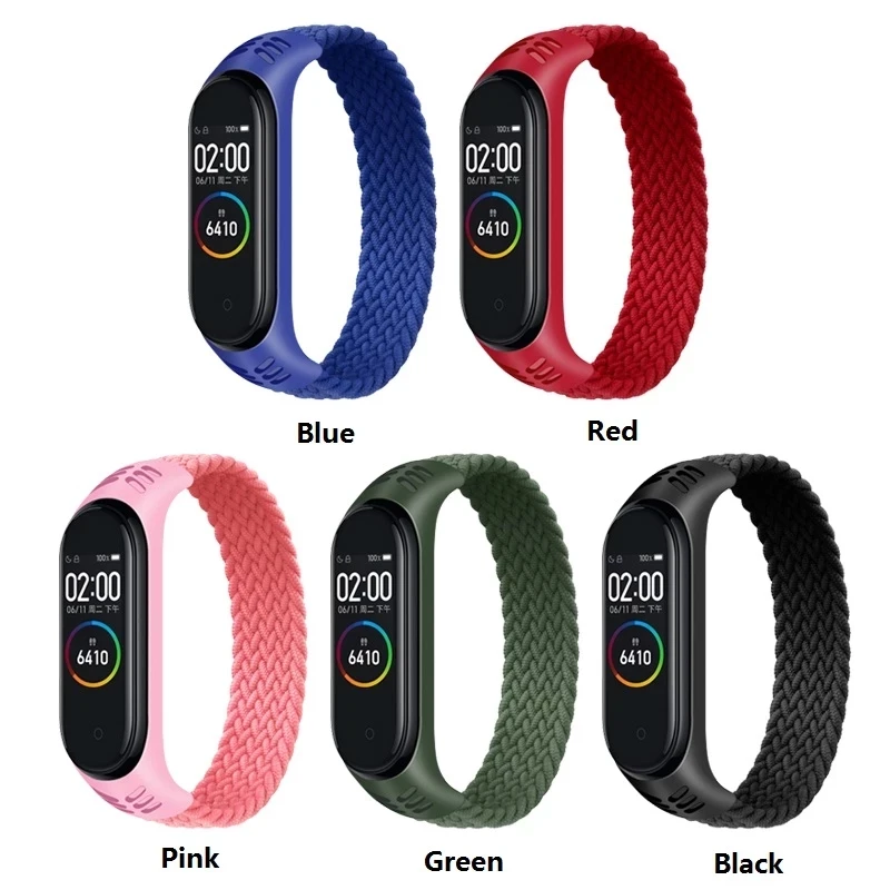 Nylon Braided Solo Loop for Xiaomi Mi band 5 6 Strap Bracelet belt Mi band 3 Miband 4 Wristband for xiaomi Mi band 7 5 watchband
