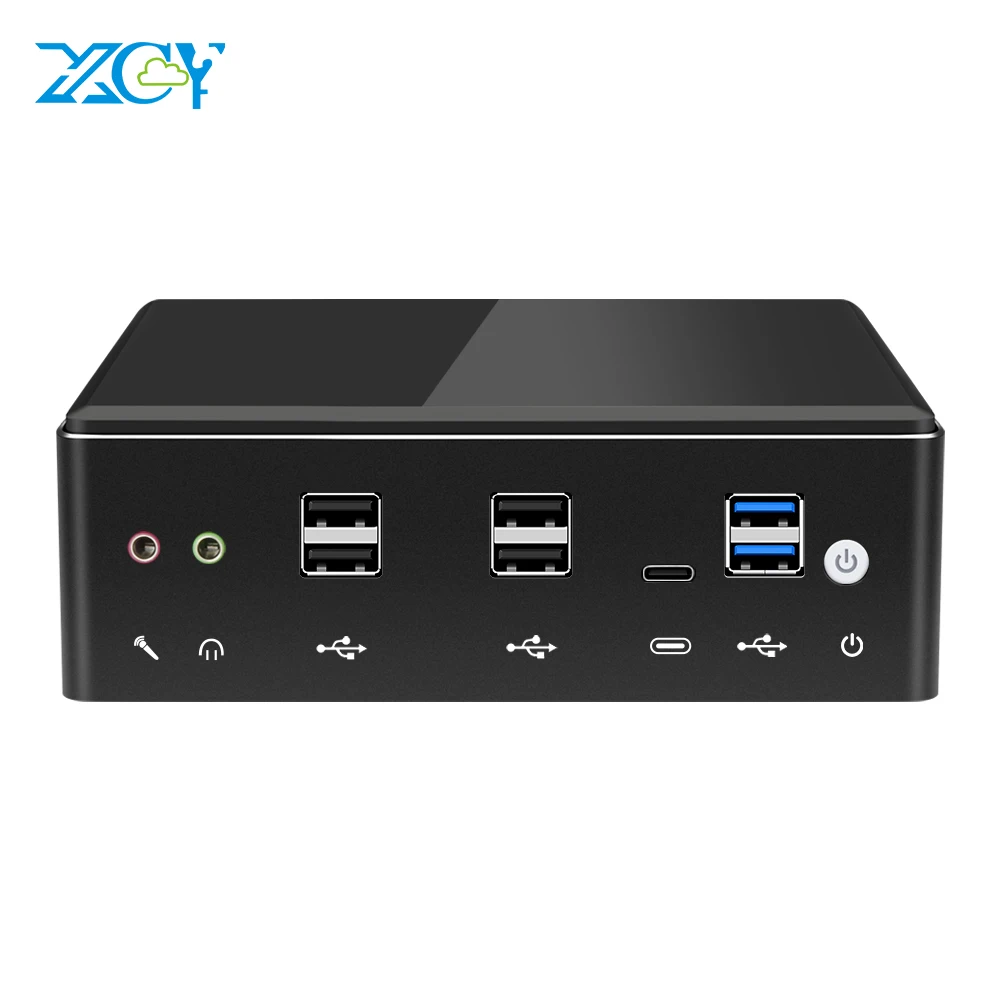  XCY Mini PC Intel Core i7 8650U i5 8250U 2*DDR4 M.2 SSD 8*USB HDMI DP 4K 60fps WiFi Bluetooth 2*LAN