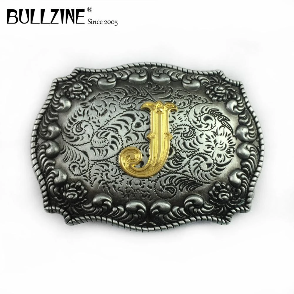 Bullzine hebilla de cinturón de cowboy retro flower letter J, con Peltre y acabado dorado, FP J adecuado para cinturón de 4cm de ancho| Hebillas y ganchos| - AliExpress