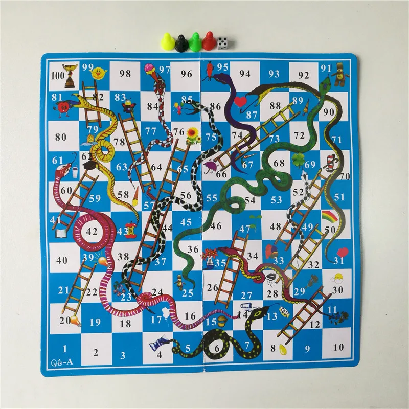 discount  Snake Ladder Board Game Set Flight Chess Educational jogos juegos oyun Portable Family Party Games 